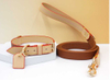 Louis Style Two-Tone Leather Dog Collar & Leash Set — 3-Piece Luxury Gift Bundle | Edge-Painted | Double D-Ring | OEM 20 Pcs