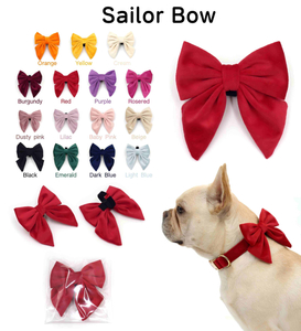 Velvet Sailor Bow for Dogs — 15 Elegant Colors × Classic Swallowtail Silhouette × Hook-and-Loop Quick-Fit | Wholesale & OEM/ODM