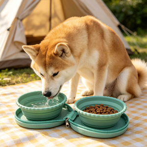 Custom Foldable Silicone Double Pet Bowl ,OEM ODM Collapsible Travel Dog Bowl Wholesale
