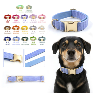 Corduroy Dog Collar — Standalone Single Collar | 17 Heritage Colors, 5 Sizes XS–XL, OEM from 20 Pcs
