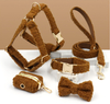 Teddy Velvet Dog Collar Leash & Harness Set — 6-Piece Plush Sherpa Bundle for Winter | 7 Colors, Patent Design, OEM from 20 Pcs