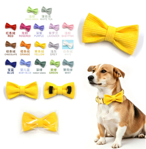 Corduroy Dog Bowtie — Premium Ribbed Corduroy Photo-Ready Dog Bowtie with Double-Velcro Snap-On Attachment & 17 Colors