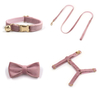 Velvet Cat Collar Harness Leash & Bow Tie Set — 4-Piece Bundle with Bell | 36 Colors, OEM from 20 Pcs