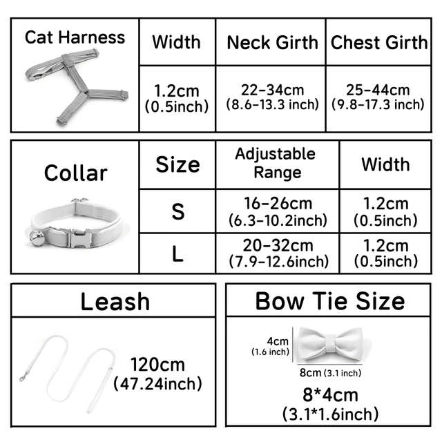 Corduroy Cat Collar Harness Leash & Bow Tie Set — 4-Piece Bundle with Bell | 17 Colors, OEM from 20 Pcs